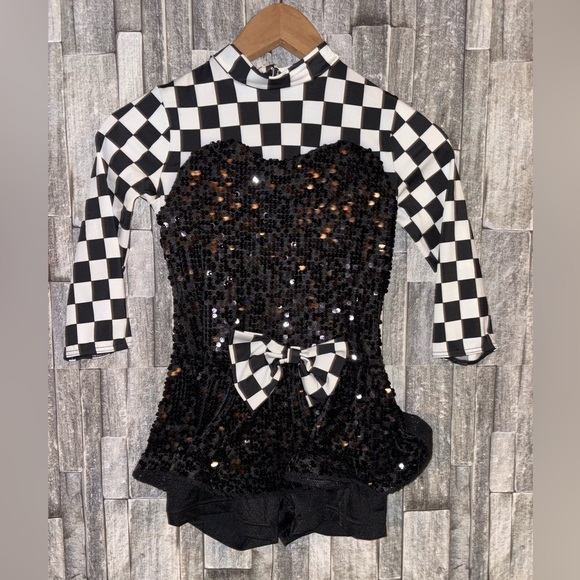 Weissman Black and White Checkered Sequin Dance Costume - Picture 1 of 3